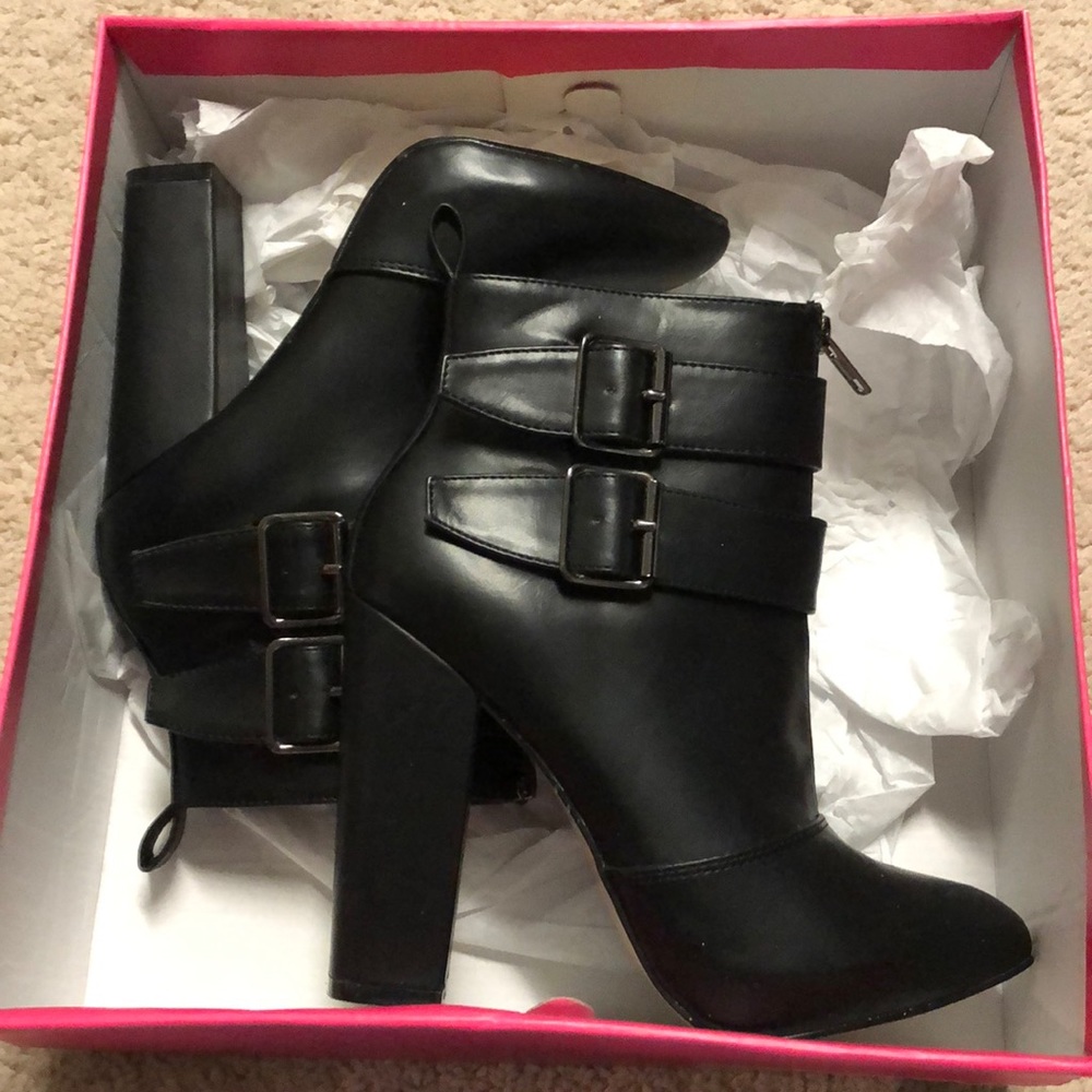 Black high heel booties